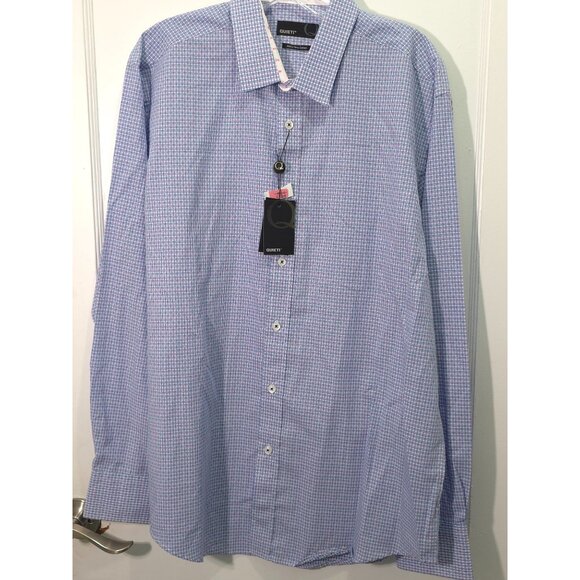 NWT Quieti Men's Large Shirt Blue & Purple Checkered Pattern 100% Fine Cotton - Picture 7 of 12